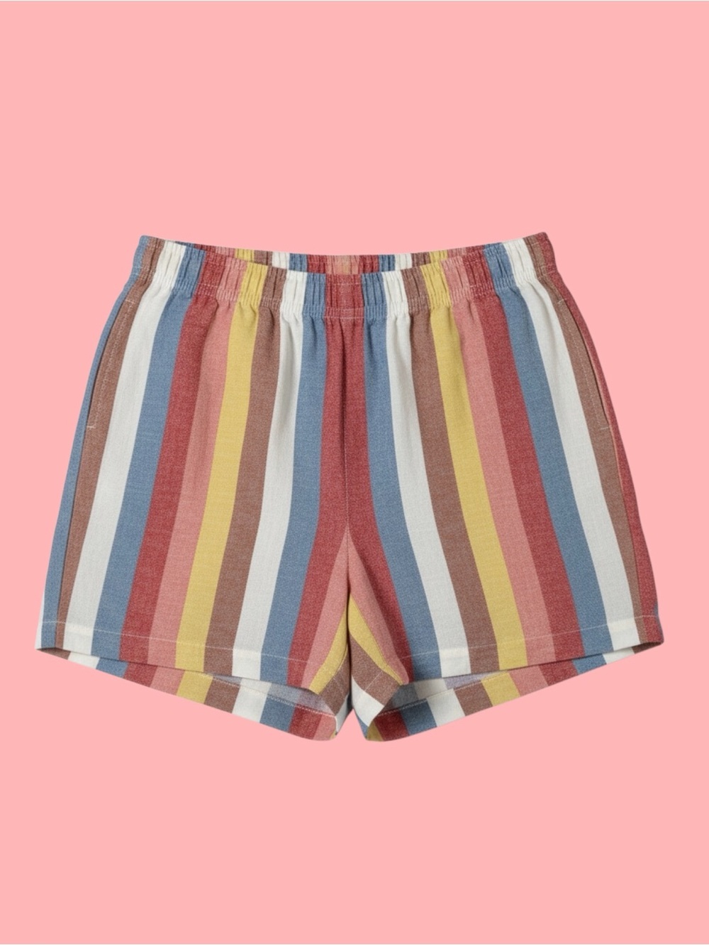 Linen Blend Flat Front Multicolor Beach Stripe Shorts Women’s Small Versona